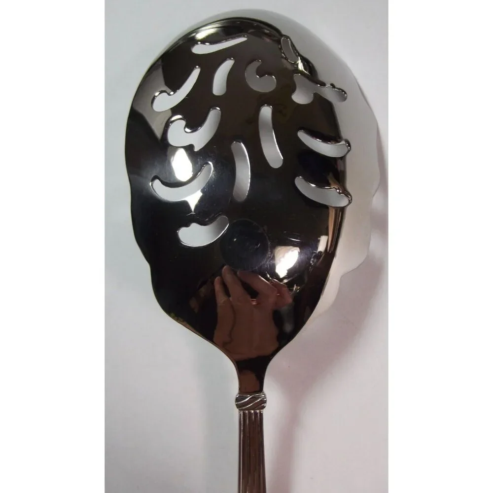 Reed & Barton Solid Macaroni Server Spoon TRINITY HALL 18/10 stainless slotted